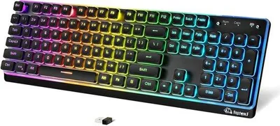 Productafbeelding van FREEWOLF M104 RGB Draadloos Computer Toetsenbord met Numeriek, QWERTY-Zwart