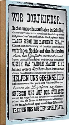 Produktbild von Holzschild Spruch 20x30cm wir Dorfkinder Hausaufgaben Bus