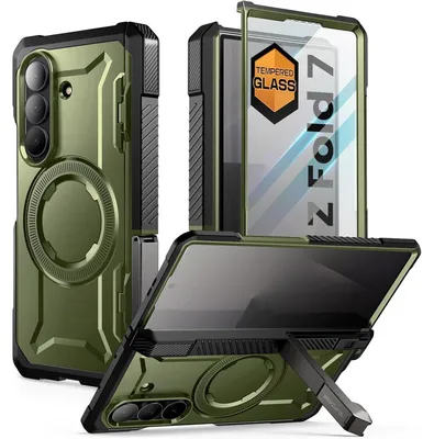 Productafbeelding van Beschermhoes met standaard voor de Samsung Galaxy Z Fold 7, kleur groen, met MagSafe en schermbescherming