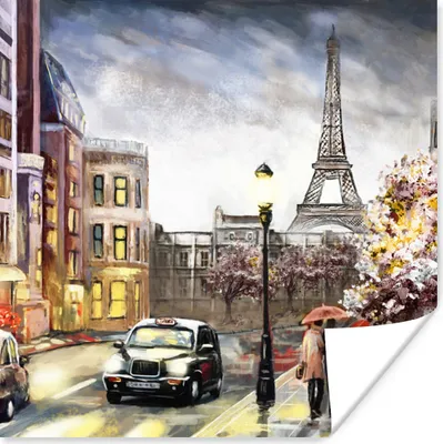 Produktbild von MuchoWow® Poster Gemälde - Paris - Frankreich - Öl 75x75 cm - Wand Dekoration