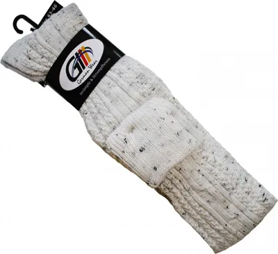 Packung traditioneller bayerischer Socken aus Wollmischung, 75 cm lang, mit elegantem Zopfmuster. Strapazierfähige und bequeme Oktoberfest-Socken, ideal für Trachtenhosen und Festkleidung.