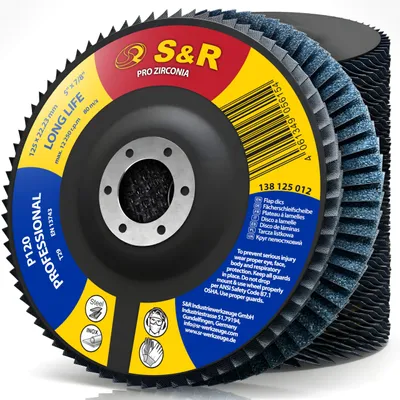 Productafbeelding van Set van 10 lamellenschijven 125 mm, P120 voor staal en gietijzer
