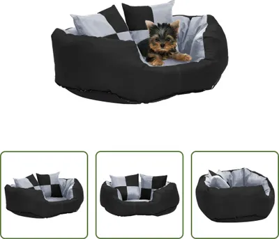 Produktbild von The Living Store Wendbares & waschbares Hundekissen Grau und Schwarz 65x50x20 cm