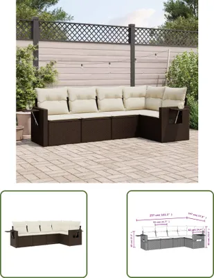 Produktbild von The Living Store 5-tlg. Garten-Sofagarnitur mit Kissen Braun Poly Rattan