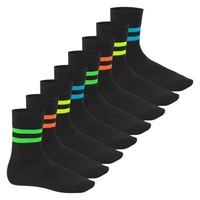 Produktbild von Footstar Herren & Damen Baumwollsocken (8 Paar) Socken im Neon Look - Sport Schwarz 39-42