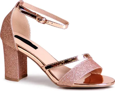 Produktbild von topschuhe24 2288 Damen Glitzer Riemchen Pumps Sandaletten, Farbe:Rose Gold, Größe:36 EU