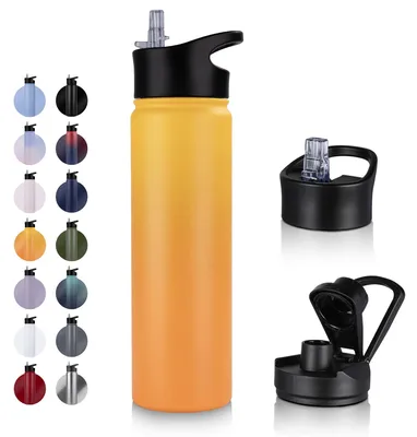 Obrázok produktu pre Izolovaná fľaša na vodu s objemom 750 ml, s dvoma viečkami, ideálna na šport a cestovanie