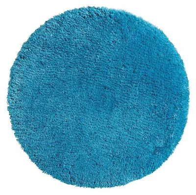 Immagine prodotto di Tappetino da bagno rotondo in microfibra a pelo lungo, color petrolio, diametro 71 cm