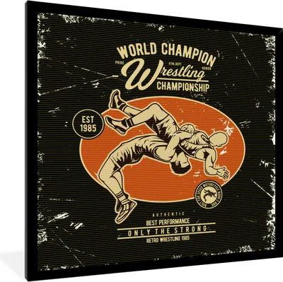 Produktbild von MuchoWow® MuchoWow® Gerahmtes Poster Jahrgang - Ringen - Sport 40x40 cm - Poster mit zchwarzem Bilderrahmen - Mit Rahmen - Wanddekoration Schlafzimmer