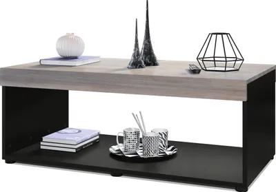 Produktbild von Vladon Couchtisch Pure,  Germany, Wohnzimmertisch in Kastenform, Schwarz matt/ Eiche Nordic (104 x 40,5 x 58 cm)