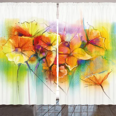 Produktbild von ARANDE Blume Gardine, Vibrierender farbiger Herbst-Blumenstrauß mitTypen des Narzissen-wohlriechenden Bild-Druckes der Blüte, 280 x 225 cm, Mehrfarbig