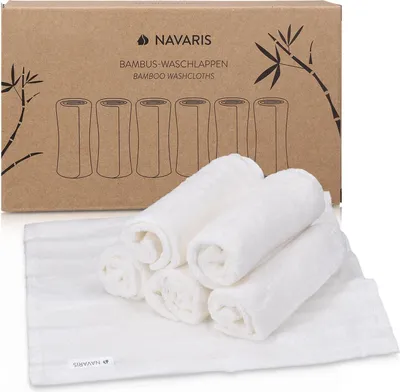 Zdjęcie produktu dla Zestaw flaneli Navaris 6-częściowy flanela dla niemowląt wykonana z wiskozy - 25x25cm miękkie ściereczki - ściereczki do czyszczenia - trwałe i wielokrotnego użytku