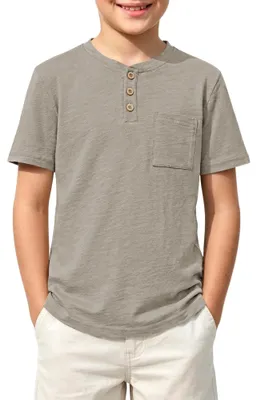 Productafbeelding van Kinder Zomer T-Shirt - Katoen met Knopen - Taupe