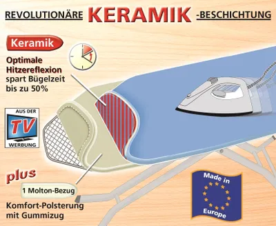 Produktbild von Bügelbrettbezug Keramik Blau bis 126 x 41 cm