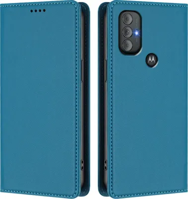 Produktbild von Handyhülle für Motorola Moto G Power 2022, Kunstleder Klapphülle Stoßfeste Magnetische Hülle mit Ständer Blau