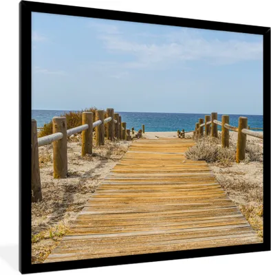 Produktbild von MuchoWow® MuchoWow® Gerahmtes Poster Strand - Meer - Weg 40x40 cm - Poster mit zchwarzem Bilderrahmen - Mit Rahmen - Wanddekoration Schlafzimmer