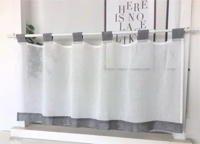 Imagen del producto de Cortinas cortas de aspecto liso, 45 x 140 cm, 1 unidad, color gris, para la cocina