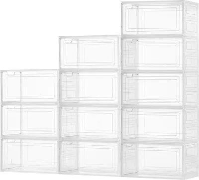 Obrázok produktu pre SucceBuy 12 x úložné boxy na topánky veľkosti 13, priehľadné a stohovateľné