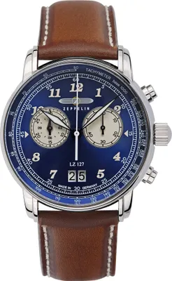 Zeppelin 8684-3 Herrenuhr Chronograph LZ 127 Braun/Blau 1