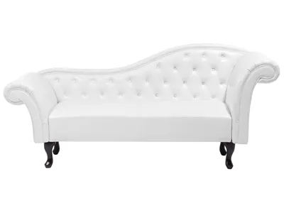 Produktbild von BELIANI Chaiselongue Rechtsseitig Weiß Kunstleder Glamourös Mit Zierkissen
