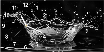 Produktbild von Wanduhr aus Glas mit Motiv Wasserspritzer- 60 x 30 cm - inkl. Aufhängesystem