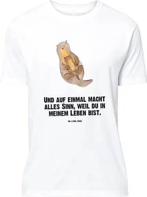 Produktbild von Mr. & Mrs. Panda Größe M T-Shirt Otter Kind - Weiß - Geschenk, Tshirt, Herren, Mutter, Mama, Baby, Geburt, Familie, mit Spruch, Shirt