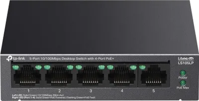 Produktbild von TP-Link LiteWave LS105P Unmanaged Fast Ethernet (10/100) Power over Ethernet (PoE) Schwarz