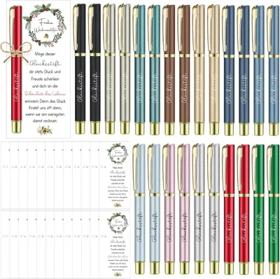 Productafbeelding van Sets geluksbrenger-cadeau - Set van 24 - Bedankje - Geluksstift - Bladwijzer met henneptouw - Vrienden - Collega's