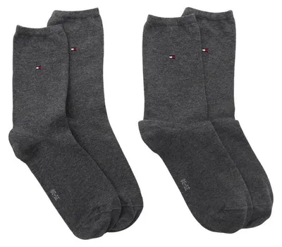 Image de Tommy Hilfiger - Chaussettes pour femmes (lot de 2) NA1106 (35 EU - 38 EU) (gris foncé)