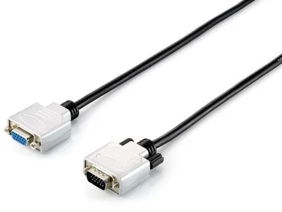 Obrázok produktu pre Equip 118852, 5 m, VGA (D-Sub), VGA (D-Sub), Samec, Samica, Čierna, Strieborná