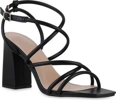 Produktbild von VAN HILL Damen Riemchensandalette Sandalette Klassische Party Schuhe 841570, Farbe: Schwarz, Größe: 39