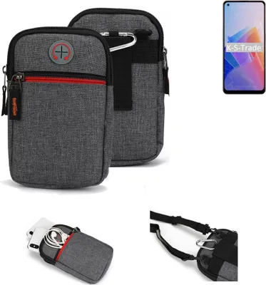 Produktbild von K-S-Trade Holster Gürteltasche kompatibel mit Oppo A96 5G Handy Tasche Schutz Hülle grau Zusatzfächer 1x
