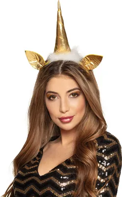 Produktbild von Einhorn-Haarreif für Erwachsene Einhorn-Haarschmuck gold-weiß - Einheitsgröße