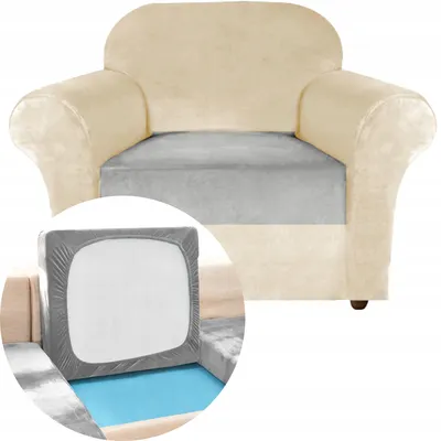 Produktbild von Sofa Sitzkissenbezug - Hellgrau - 60-95cm - Stretch Husse - Polsterbezug für Sofa Sitzfläche