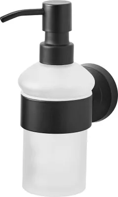 Produktbild von Runder Glas-Seifenspender schwarz Edelstahl