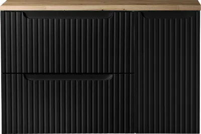 Produktbild von Waschtisch-Unterschrank 90cm, in schwarz mit Eiche, NEWPORT-56-BLACK