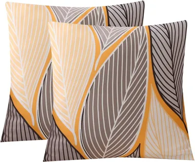 Imagen del producto de Funda elástica para sofá, de tejido elástico, con base antideslizante, lavable, ideal para proteger sofás con reposabrazos, color amarillo con diseño de hojas