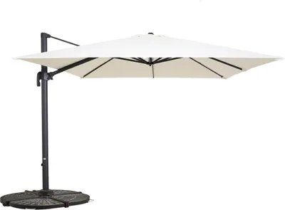 Image de Parasol déporté inclinable et rotatif 3x3m et 4 dalles lestées blanc - Oviala Malaga
