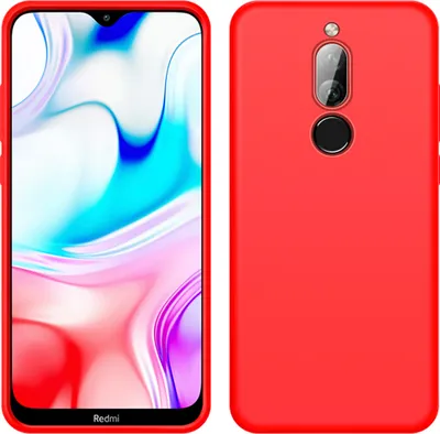 Produktbild von Redmi 8 Hülle, LaimTop Slim Flüssig Silikon Soft Gel Gummi Stoßfest Kratzfest Schutzhülle für Xiaomi Redmi 8 Rot