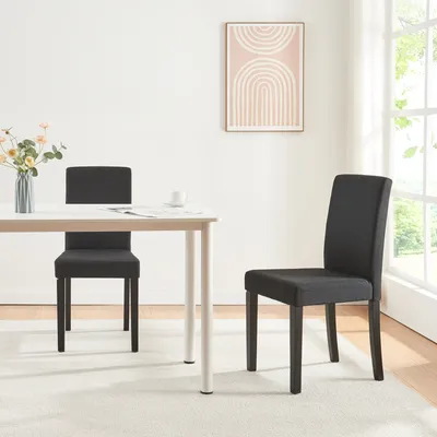 Image de Chaise de salle à manger 'Hamburg' (lot de 2) Chaise rembourrée textile pieds en bois noir
