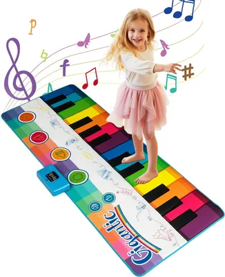 Image de Tapis de piano pour enfants avec 8 sons d'instruments, 24 touches, 181 x 73 cm