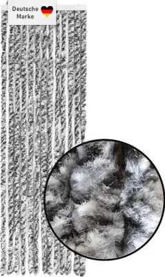 Produktbild von Flauschvorhang 56x185cm schwarz-silber-weiß meliert, Fliegenschutz, Türvorhang