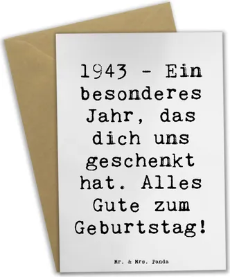 Produktbild von Mr. & Mrs. Panda Grußkarte Spruch 1943 Geburtstag - Weiß - Geschenk, Alter, einladungskarten, Happy Birthday, historische Geburtstage, besondere Geschenke, Jahrgang, Jahr