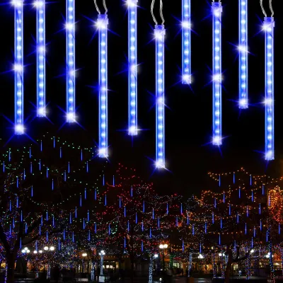 Regenlichtkette 240 LEDs, 10 Röhren, 30 cm, wasserdicht, für Außen