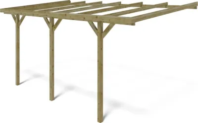 Produktbild von Carport Garagendach 3x5,24 m - 15 m2 - an der Hauswand montiert