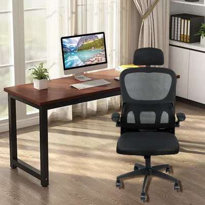 Produktbild von Ergonomischer Bürostuhl mit Lendenstütze & Kopfstütze, Schreibtischstuhl mit atmungsaktivem Netzrücken,Arbeitsstuhl für Homeoffice/Büro (Schwarz)
