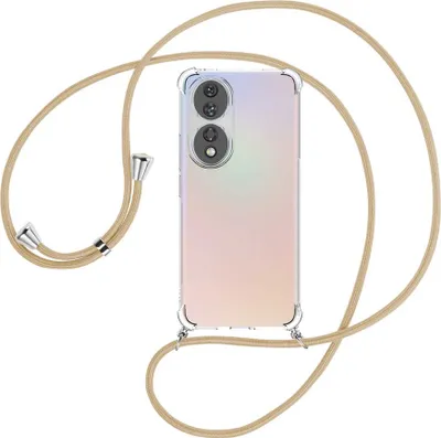 Produktbild von Handykette Backcover-Schutzhülle mit Band (Metall silberfarben) für Honor 90 5G (REA-AN00, 6.7'') - caramel