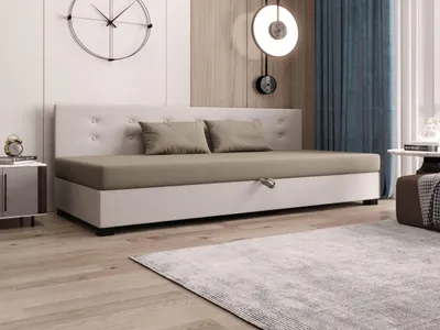 Produktbild von AURA SOFA Boxspringbett OLAF BIZ 80x195 Komplett-Set mit Bonell Matratze, Polsterbett mit Bettkästen - Hellbeige/Bronze, SAWANA 01/24