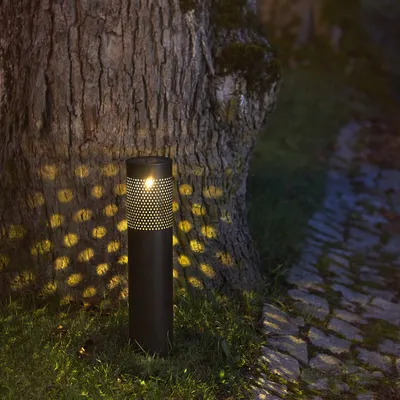 Image de Lampe solaire à LED 'Blace' - LED blanc chaud - H : 39cm - détecteur de crépuscule - noir