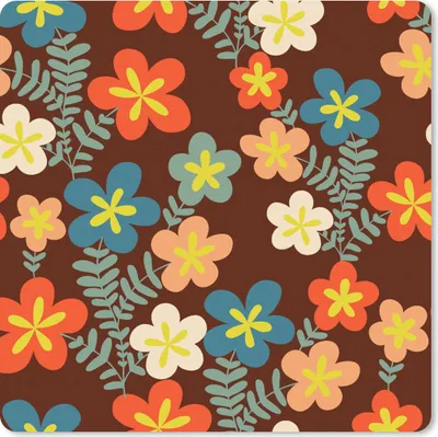 Produktbild von MuchoWow® Mauspad Mousepad Retro - Muster - Blumen - 1970er Jahre 30x30 cm - Mousepads - Maus Mat - Pad - Mausunterlage - Gaming
